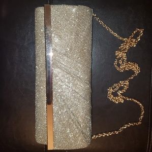 Gold/Latte metallic clutch